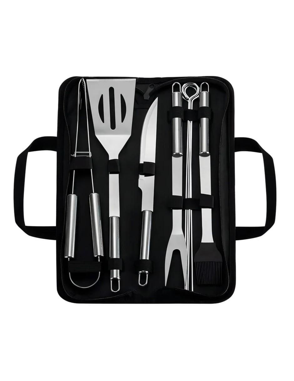 Set utensilios para asar de acero inoxidable Set utensilios para asar de acero inoxidable