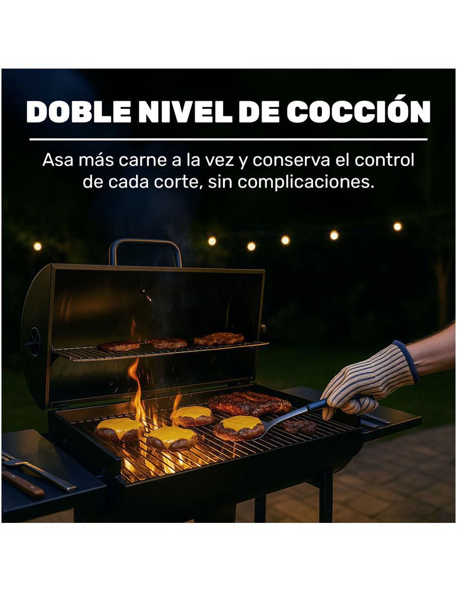 Asador carbón mkz-asadocarmet70 de acero inoxidable 5