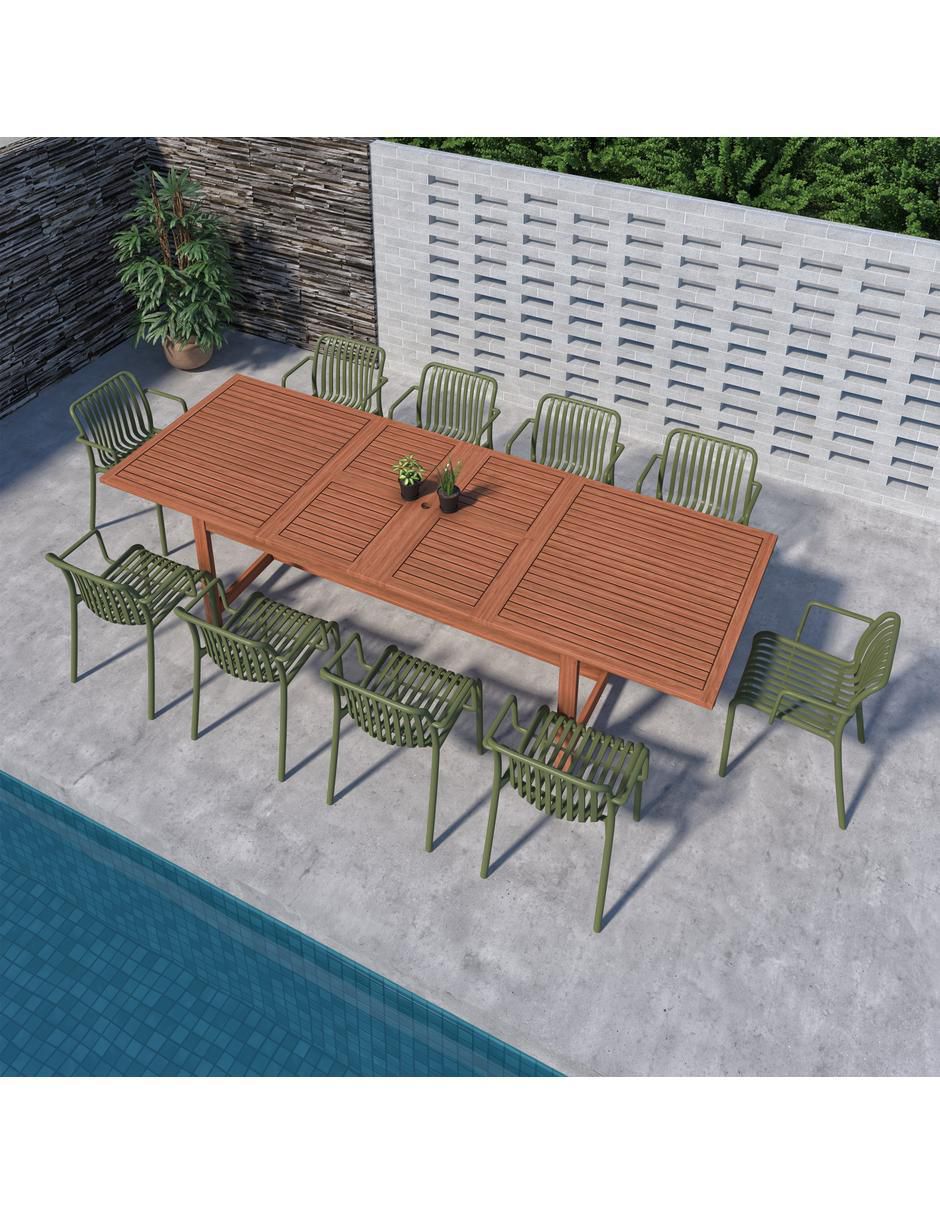 Comedor Montana para 10 personas de madera de eucalipto 2