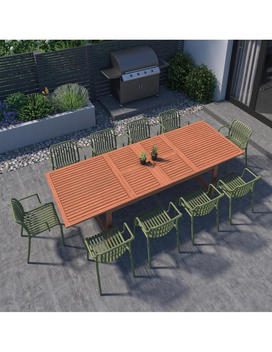 Comedor Montana para 10 personas de madera de eucalipto 4