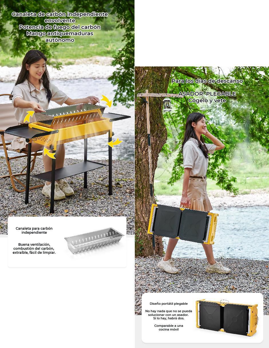 Asador carbón de acero inoxidable 3