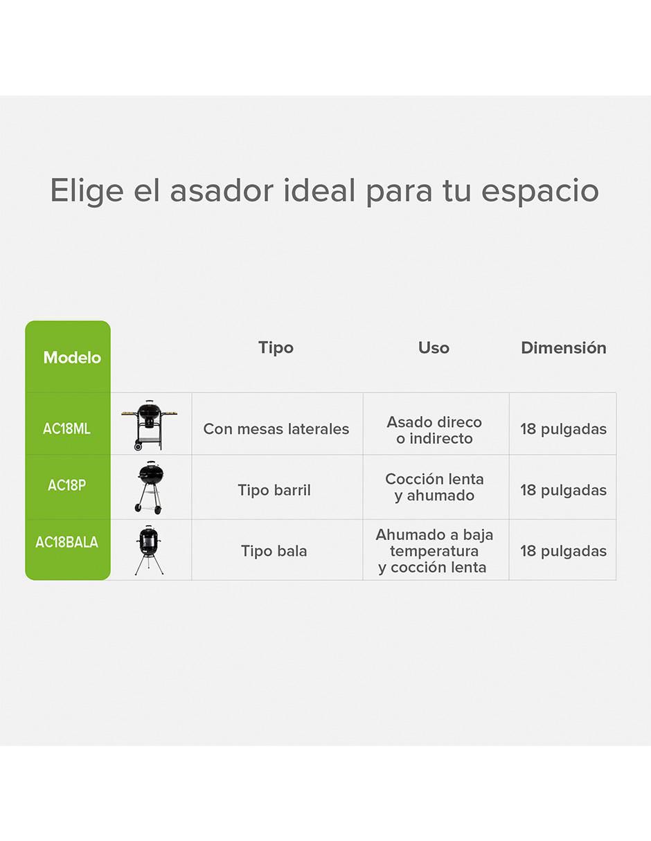 Asador carbón AC18ML de acero inoxidable 7