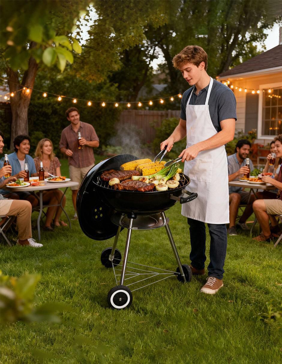 Asador carbón portátil de acero inoxidable 7