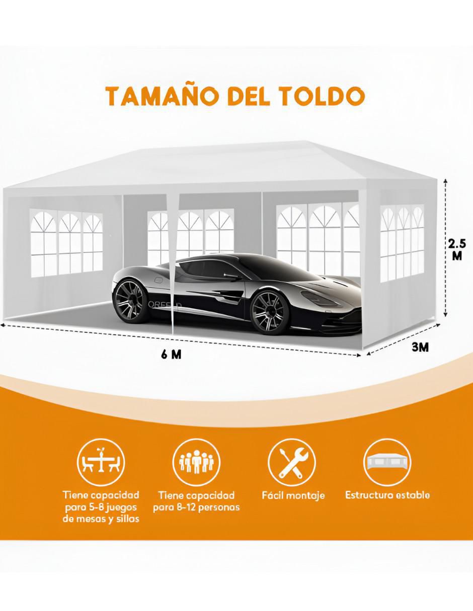 Carpa ancho 3 m x largo 6 m 4