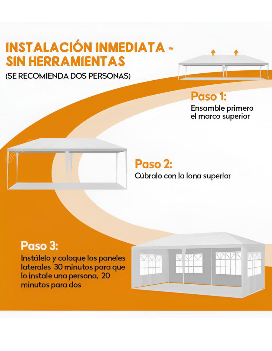 Carpa ancho 3 m x largo 6 m 3