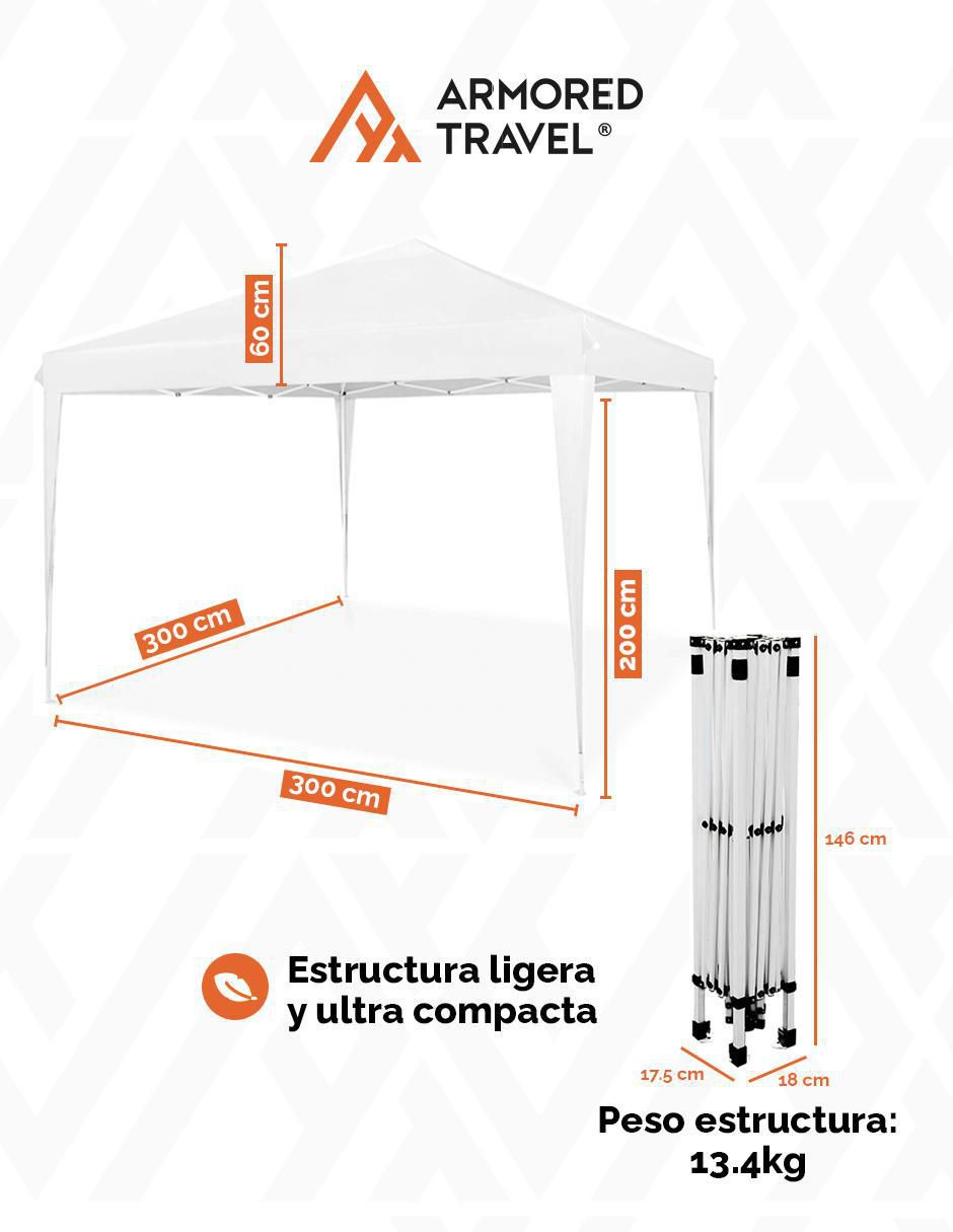 Carpa ancho 300 cm x largo 300 cm 8