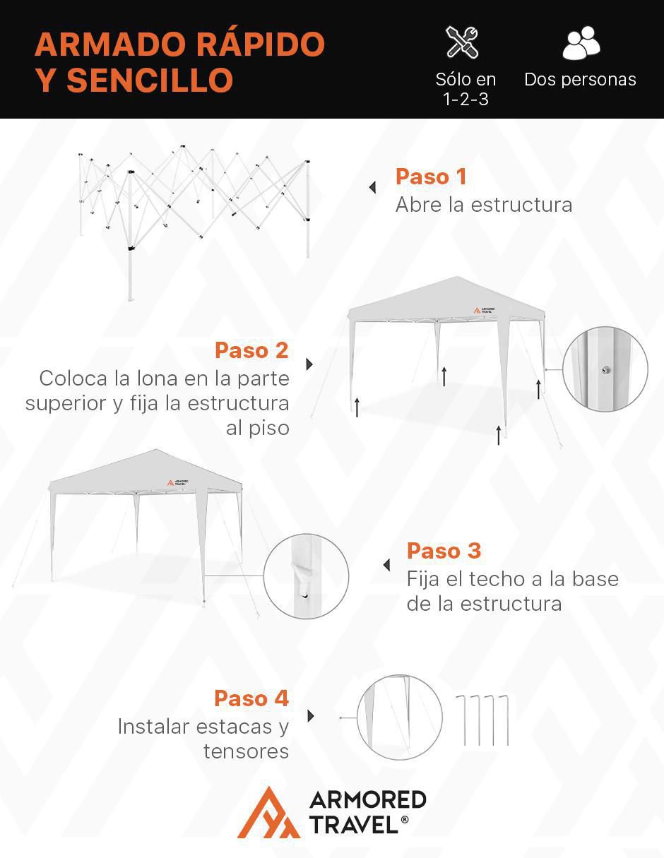 Carpa ancho 300 cm x largo 300 cm 7