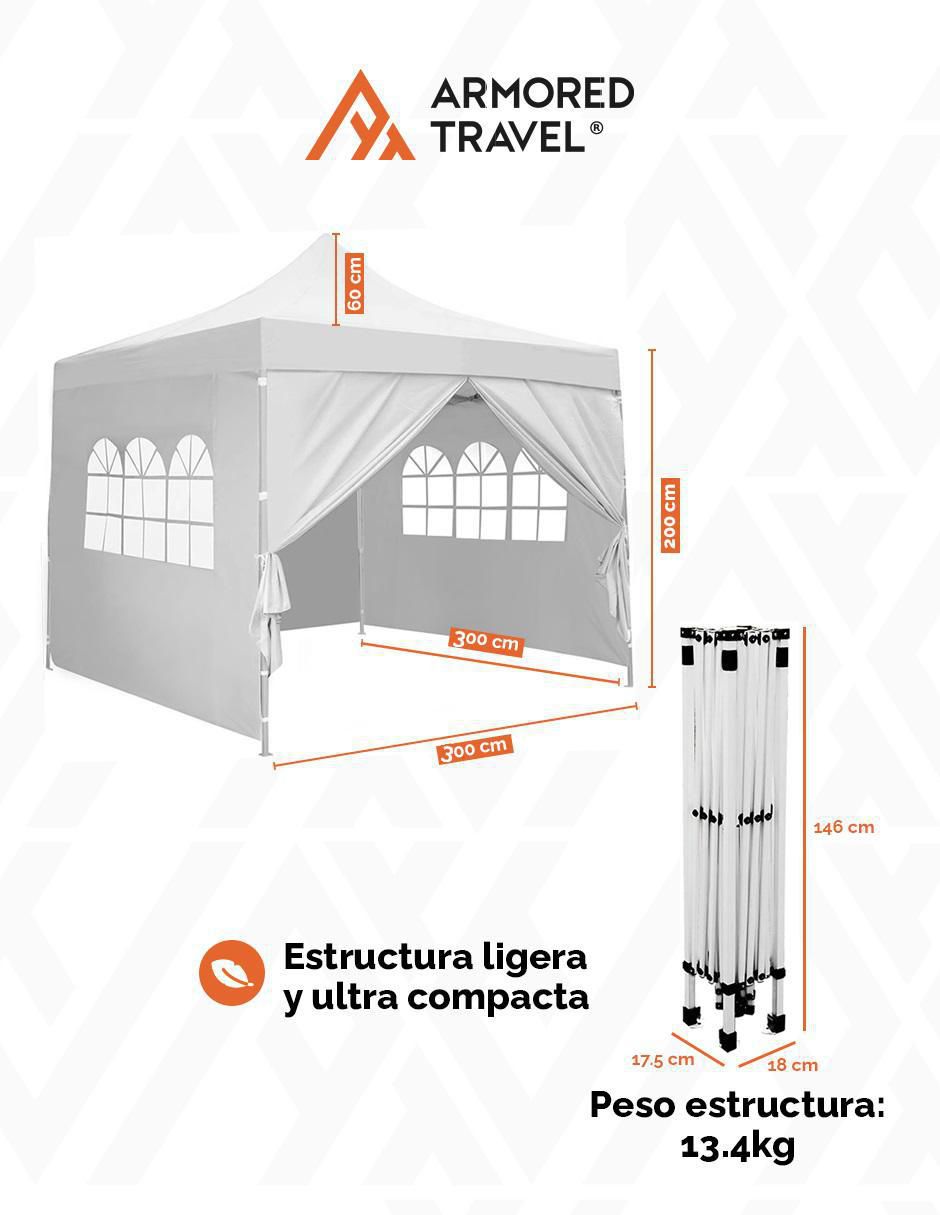 Carpa ancho 300 cm x largo 300 cm 10