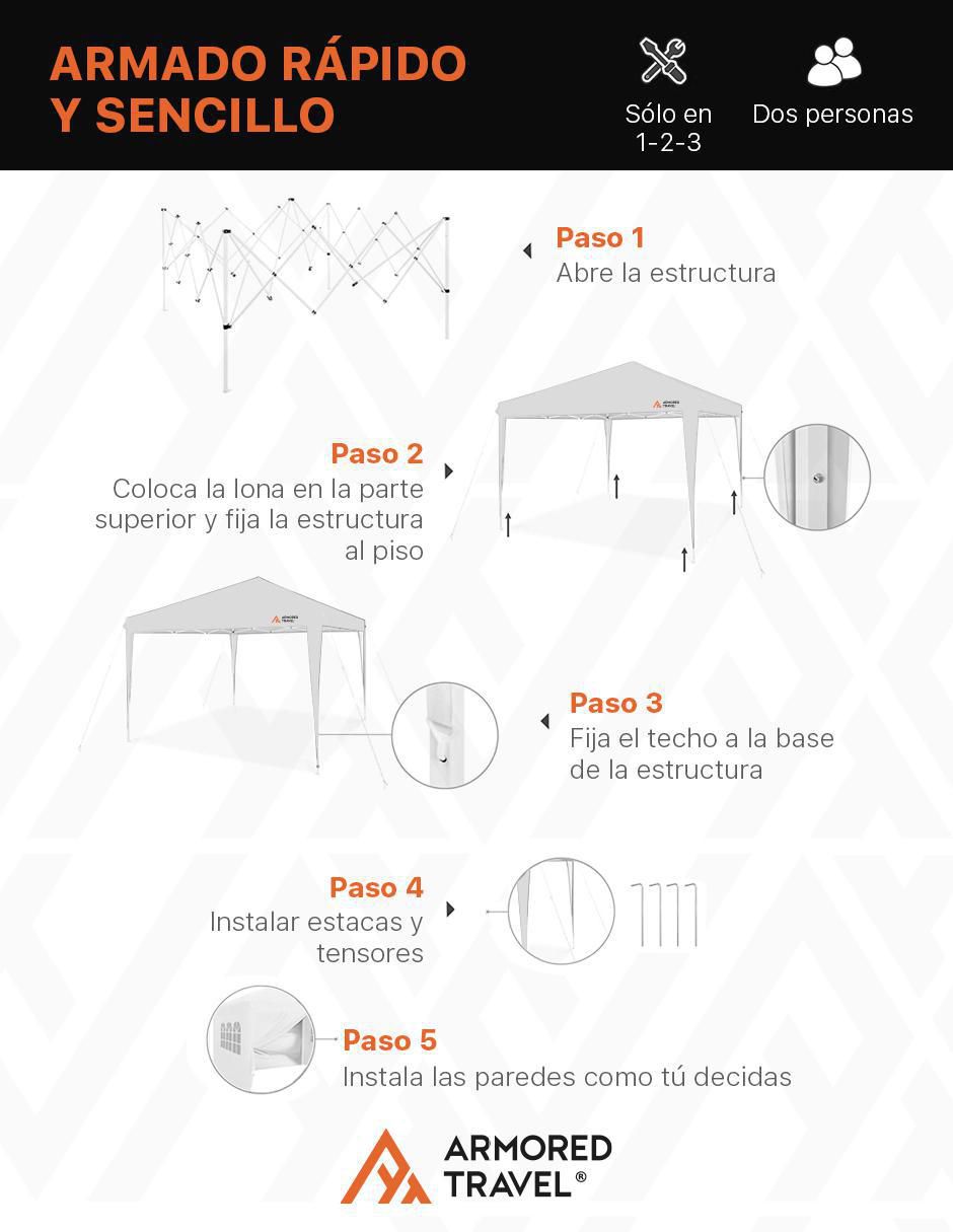 Carpa ancho 300 cm x largo 300 cm 9