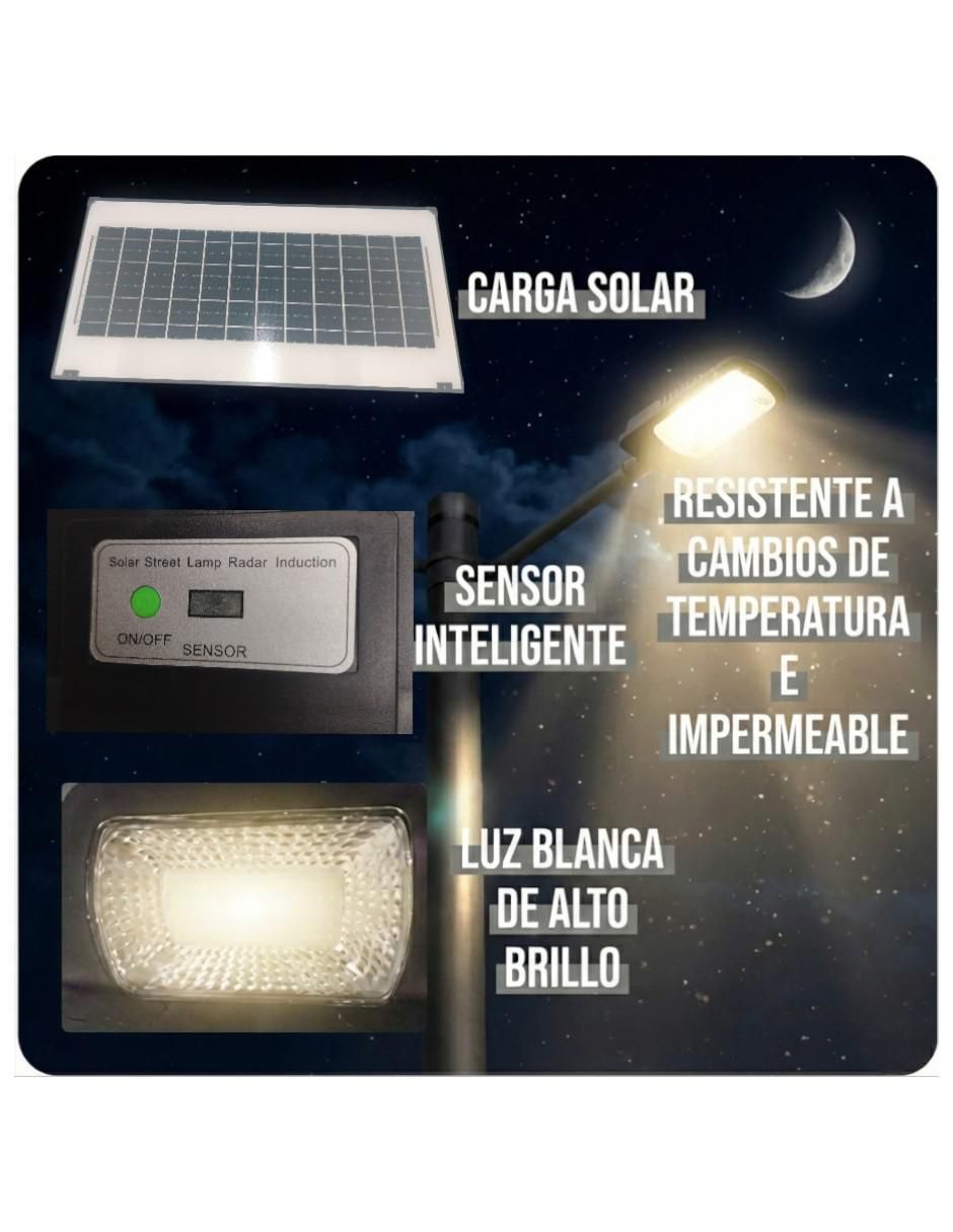 Lámpara solar led Luminaria Solar Integrada para Calle con Control Remoto, Sensor de Movimiento y Fotocelda, LED Exterior de Alta Potencia, Plástico Blanco, Resistente a Climas Extremos 2