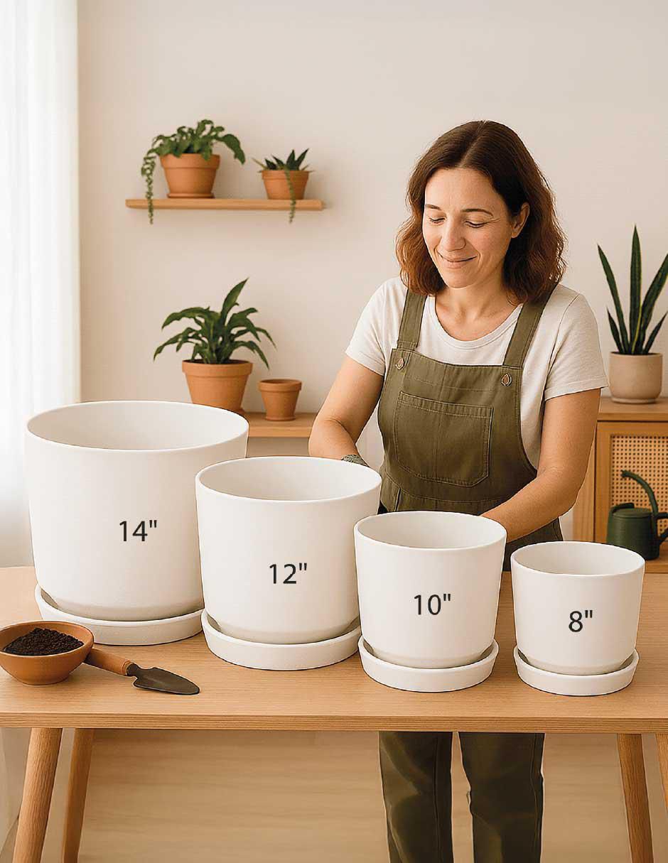 Set de macetas de plástico con sistema automático de riego 6