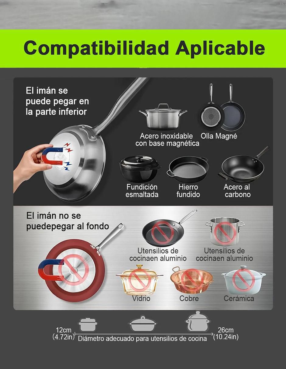 Parrilla de inducción ET-H8008 de Acero inoxidable y vidrio 3