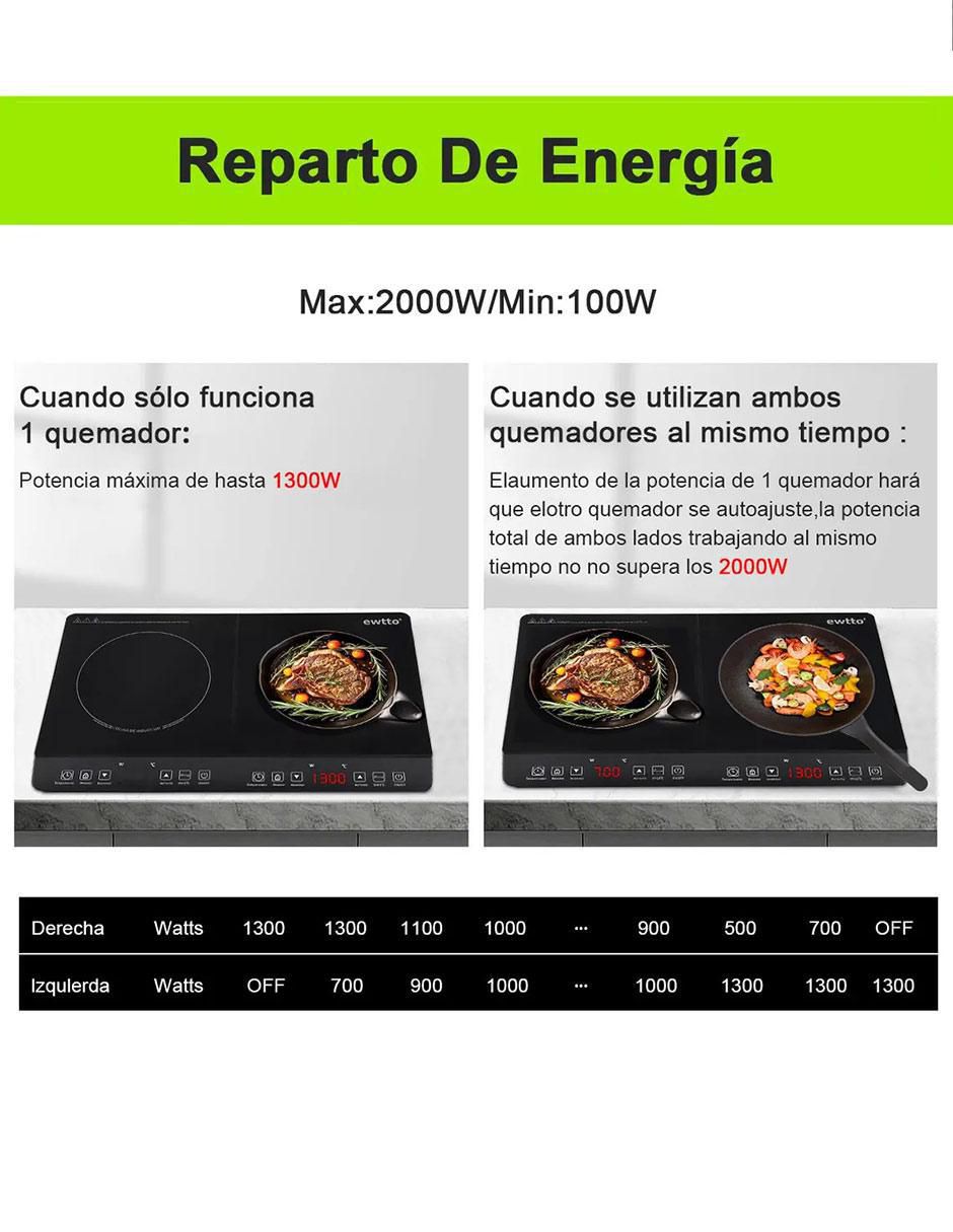 Parrilla de inducción ET-H8008 de Acero inoxidable y vidrio 4