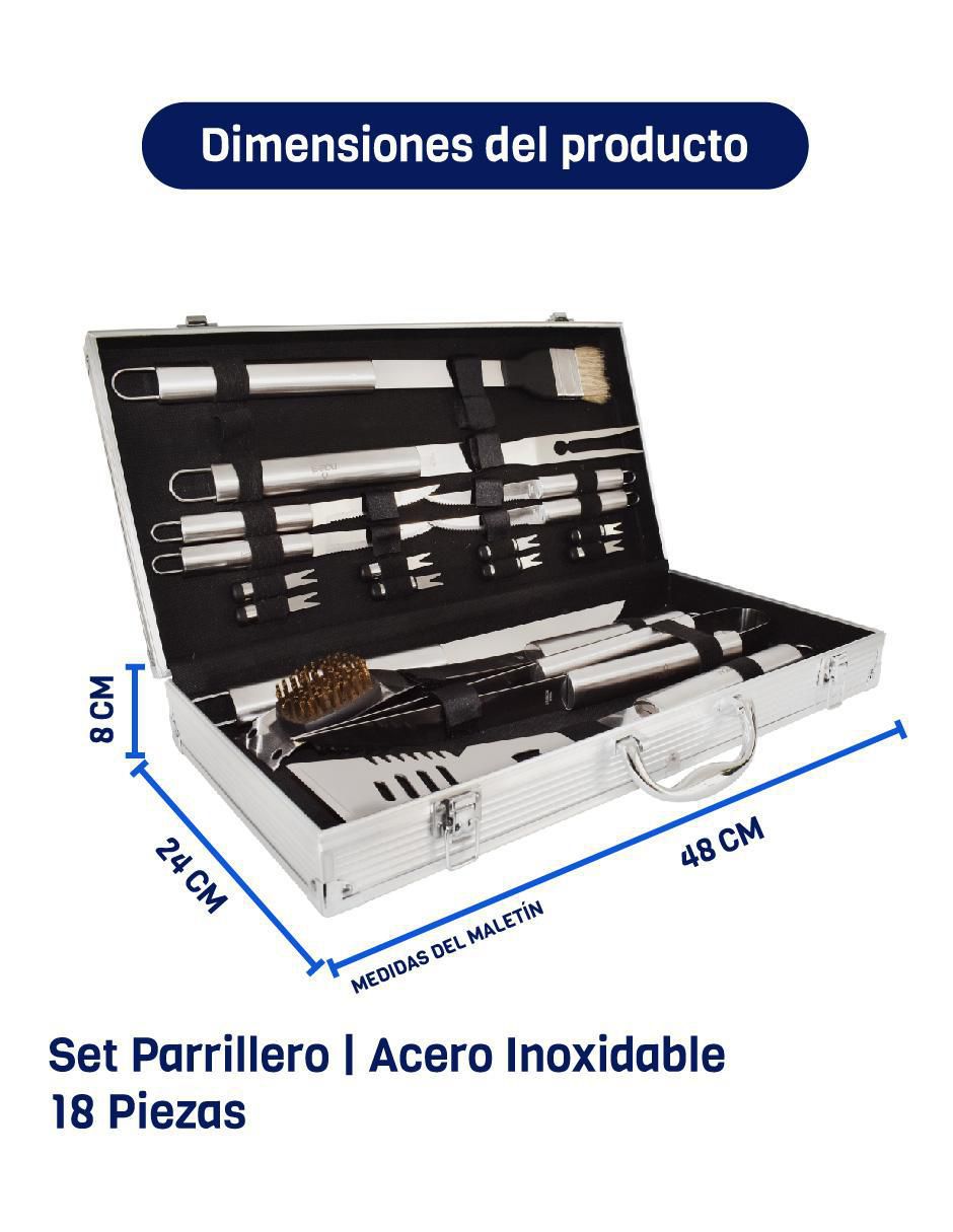 Set bbq de acero inoxidable para parrilladas