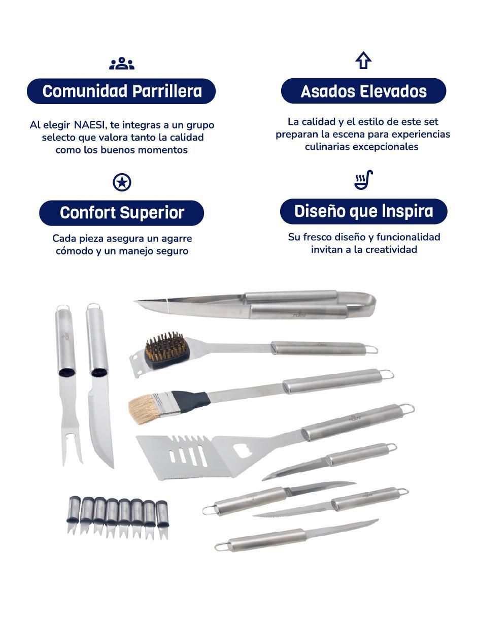Set bbq de acero inoxidable para parrilladas