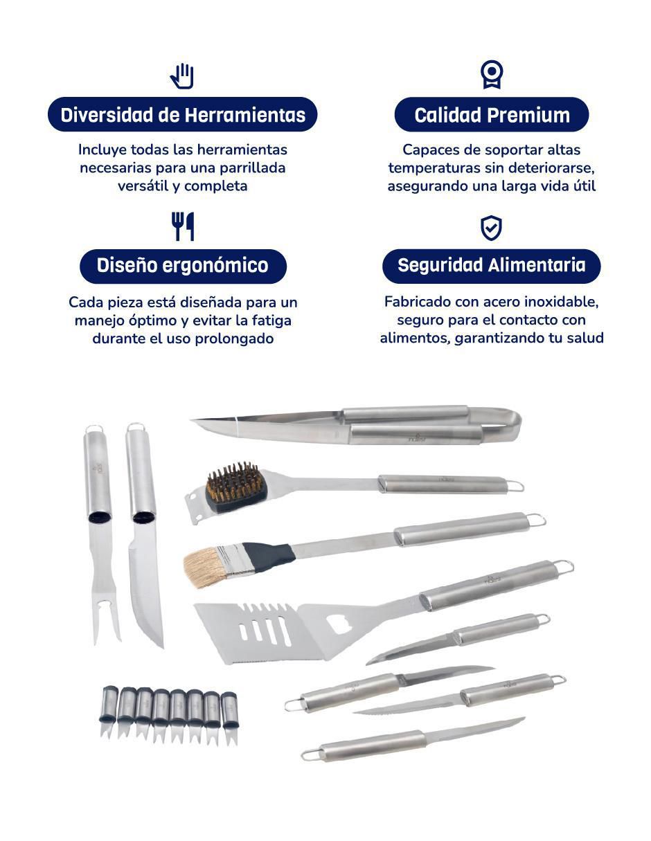 Set bbq de acero inoxidable para parrilladas 6